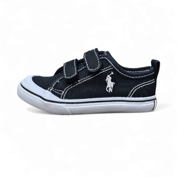 POLO RALPH LAUREN New Karlin Ez Shoe Unisex Kids Black Canvas Sneaker - Picture 2 of 11